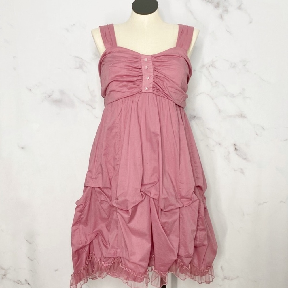 NWT Maurices Pink Ruched Ruffle Mini Dress Sz 2